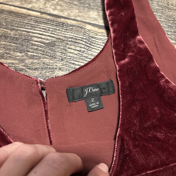 J Crew Womens Size 2 Velvet Sleeveless Tank Top Red Holiday Wine Preppy - Picture 3 of 6